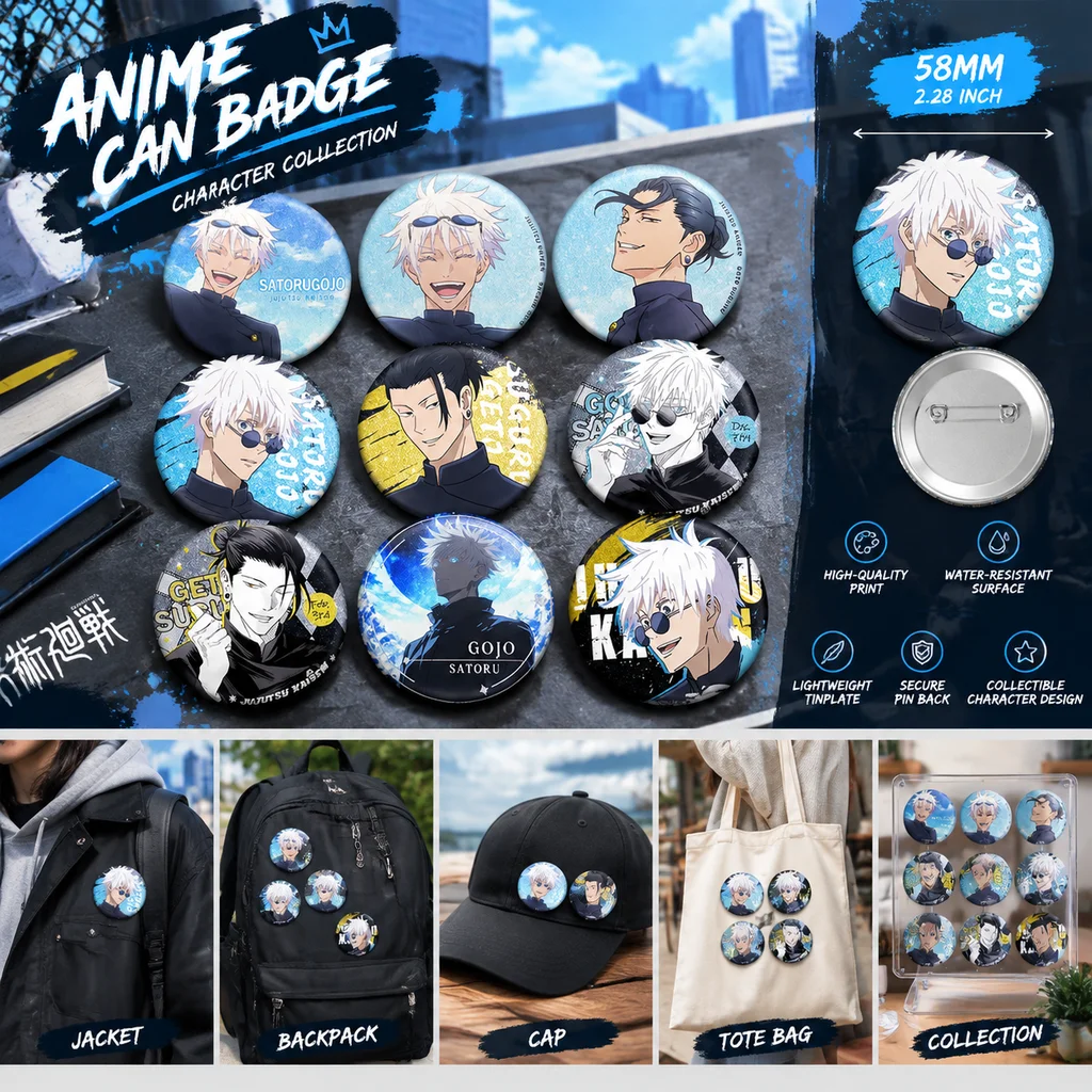 Anime Jujutsu Kaisen Merchandise - 주술회전 Pet58 배지, 모든 등장인물, 고죠